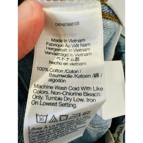 MADEWELL Light Blue Denim 100% Cotton Button Front Wrap Midi Skirt Size 27 - Picture 8 of 16